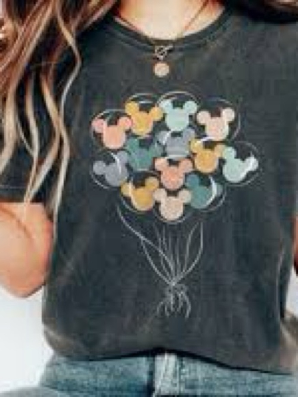 Disney Mickey Balloon Graphic Tee | Women’s Medium | Charcoal Gray
